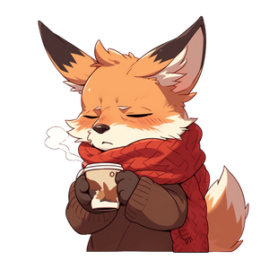 Fox with coffee