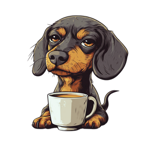 Dachshund with coffee