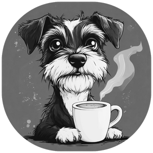 Foxterrier with coffee